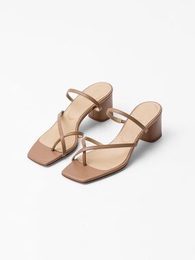 Aeyde Larissa Strappy Tan Block Heel Sandals